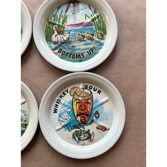 Vintage Metal Bar Coasters 1950's - Picture 5 of 8